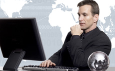 Photo of a business manager using a computer